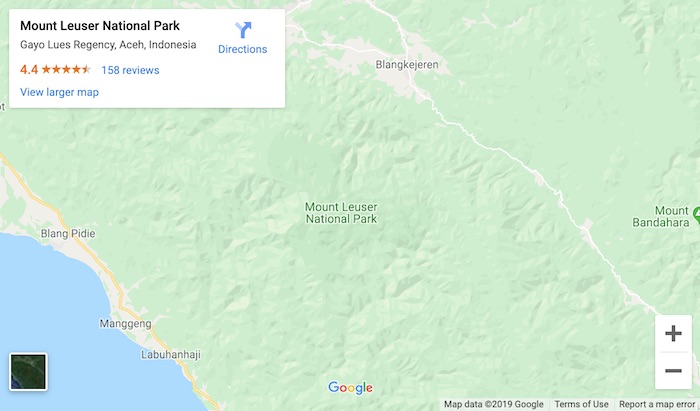 google map of where you can see orangutans in bukit lawang indonesia